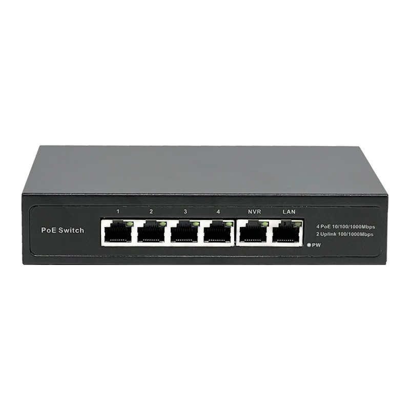 POE 4 Port Gigabit Network Switch 2 Uplink